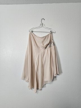 NWT Free People Chiffon Asymmetrical Dress In Blush with Sequin Detail Sz 6